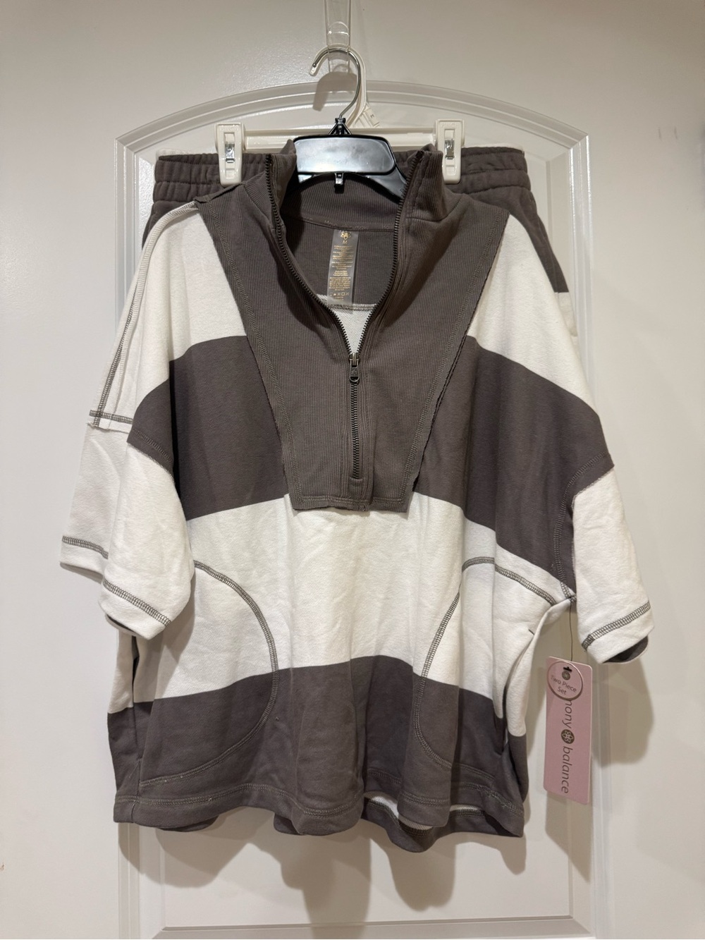 Harmony Balance Women’s set in Taupe & Cream — Shirt and Shorts